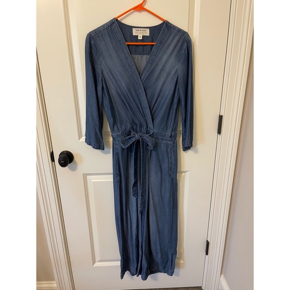 Anthropologie Cloth&Stone Chambray Kimono Jumpsuit - Picture 2 of 9